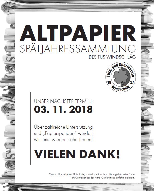 20181103 Altpapiersammlung_Flyer